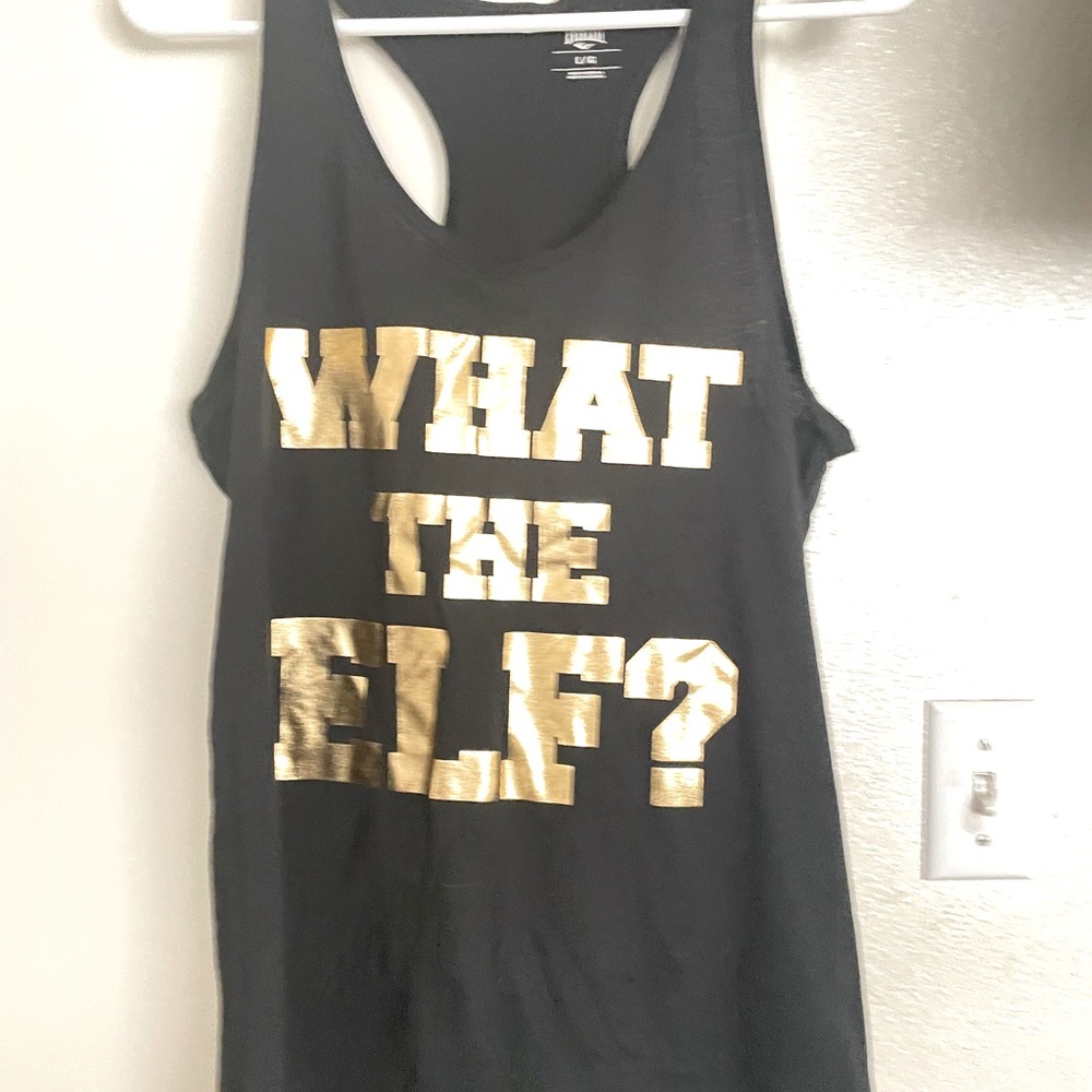 Black Tank Top with Gold Text,new without tag.